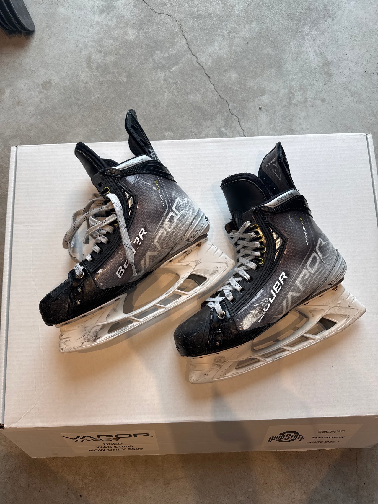 Bauer Hyperlite Skate Size 7 Used Regular Width NCAA Pro Stock