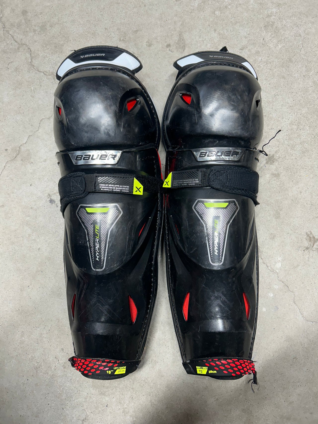 15” Senior Bauer Hyperlite Shin Guards (Used) Pro Stock