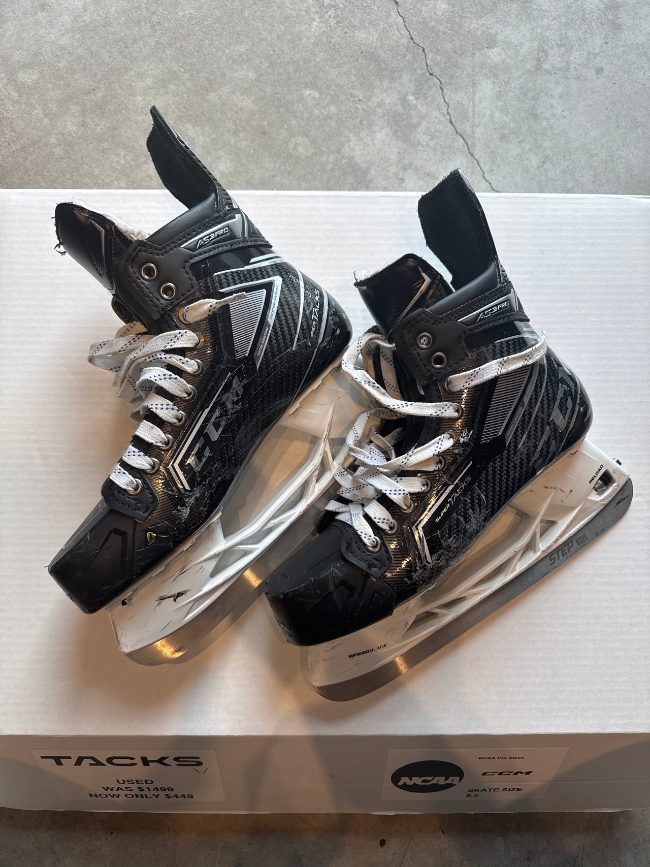 CCM AS3 Pro Skate Used Size 9.5 Regular Width NCAA Pro Stock