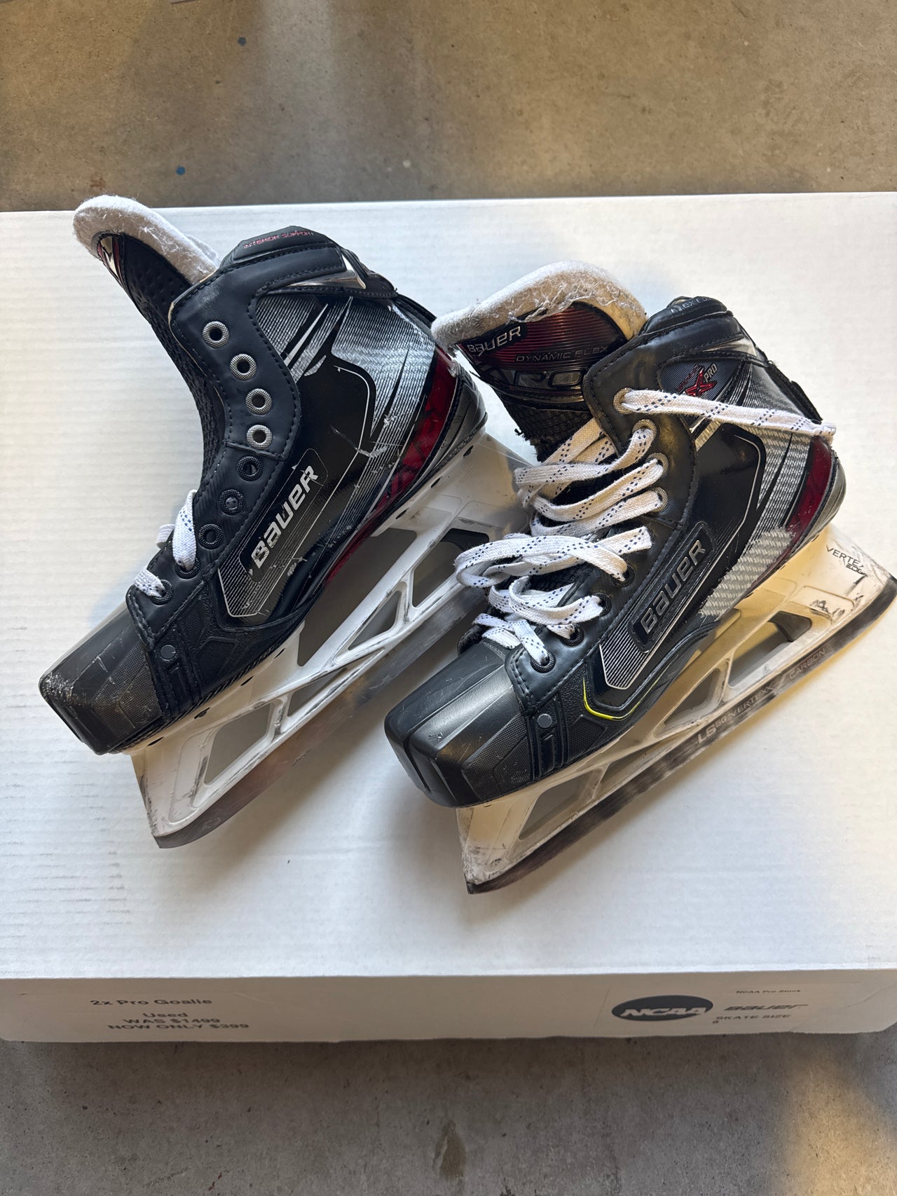 BAUER 2x PRO Goalie Skate Size 8 Used Regular Width NCAA Pro Stock