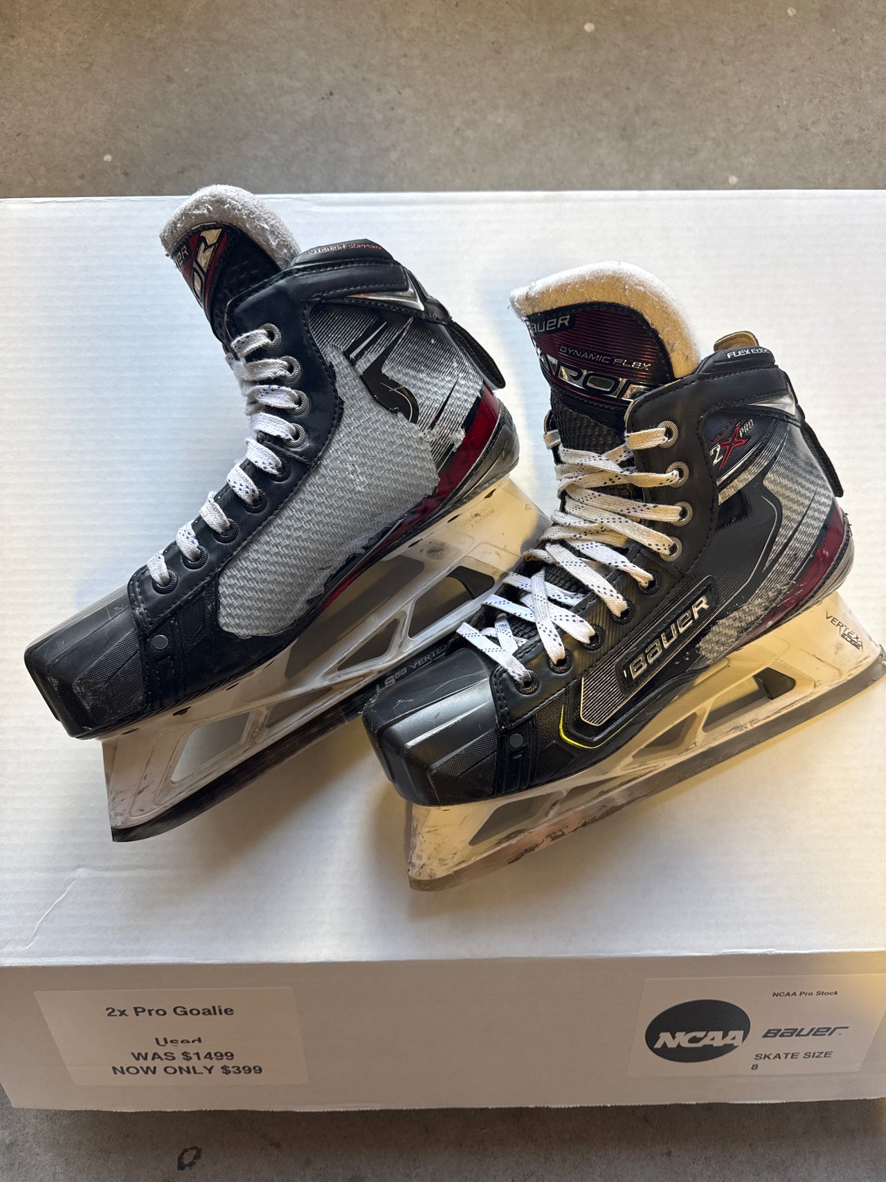 BAUER 2x PRO Goalie Skate Size 8 Used Regular Width NCAA Pro Stock