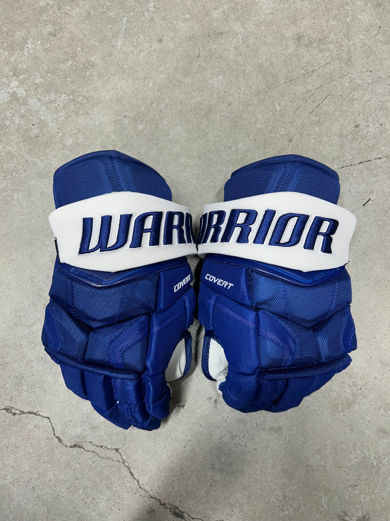 14” Warrior Covert Pro QRE Hockey Gloves (New) Toronto Maple Leafs NHL Pro Stock