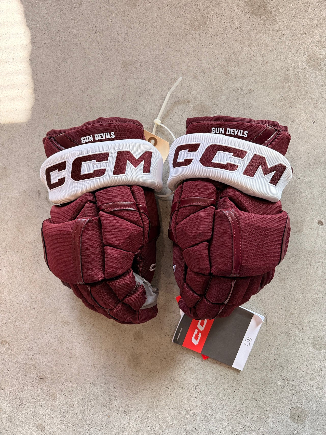 13” CCM HG 12 Custom Arizona Sun Devils Hockey Gloves New