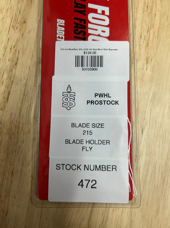 215 mm BladeTech (Fits CCM XS) Step Black Steel Equivalent PWHL Pro Stock