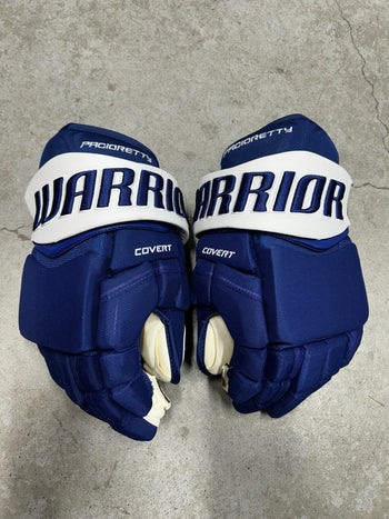 14” Warrior Covert Pro QRE Hockey Gloves (New) Toronto Maple Leafs NHL Pro Stock
