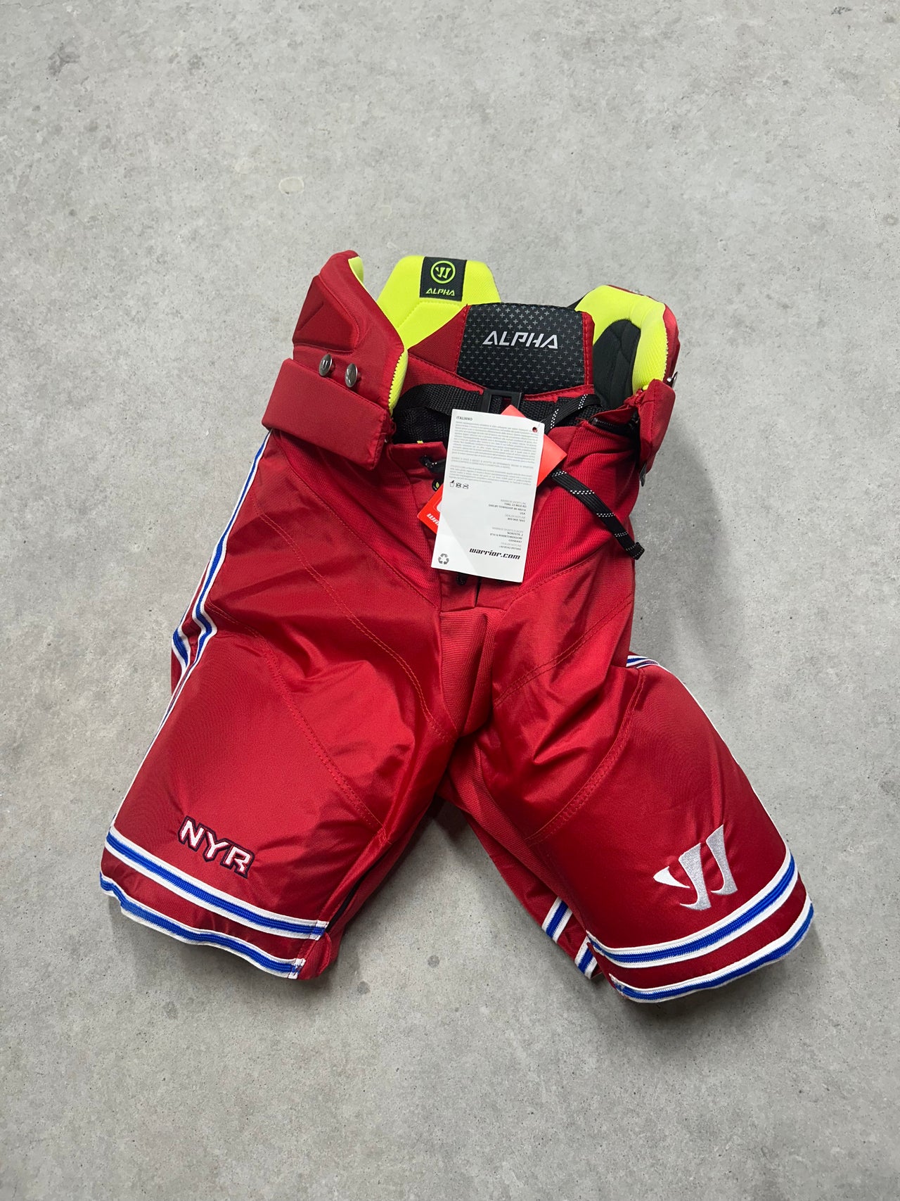 Jr Extra Large Warrior Alpha Pro Hockey Pants (New) New York Rangers Pro Stock