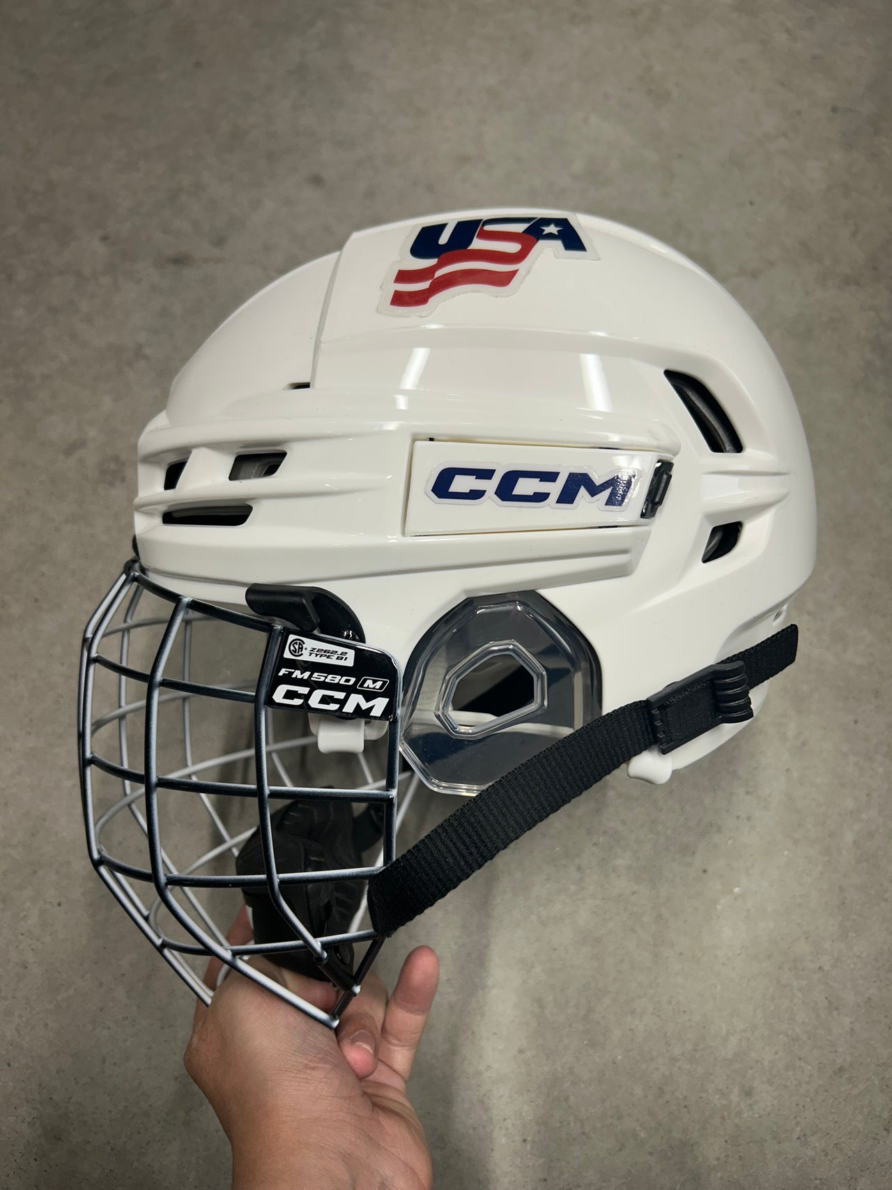 Medium CCM Tacks 910 Combo TEAM USA OLYMPICS Pro Stock Helmet New