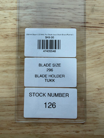 296mm Bauer LS3 NHL Pro Stock Used Steel (Blade/Runner)