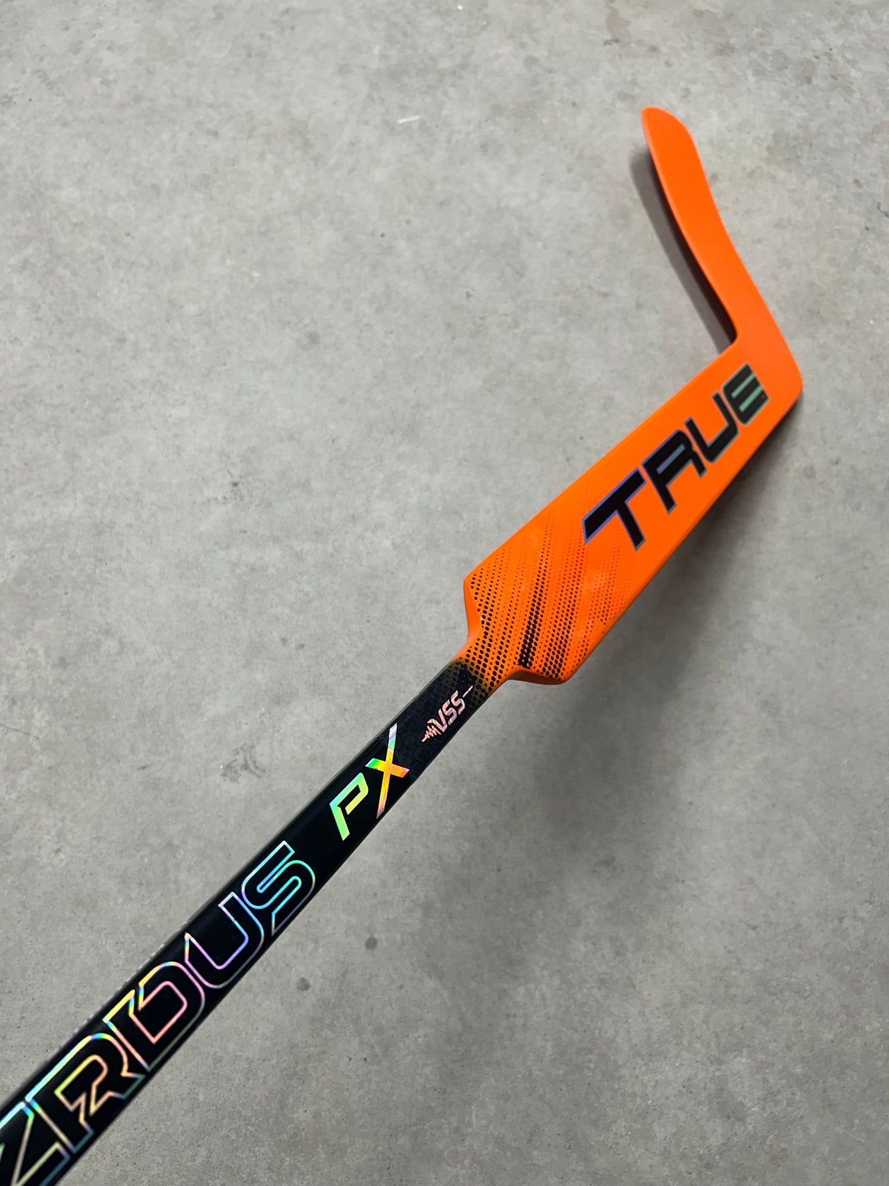 Left Hand 25” True Hzrdus PX Pro Stock NHL Goalie Stick Orange/Black