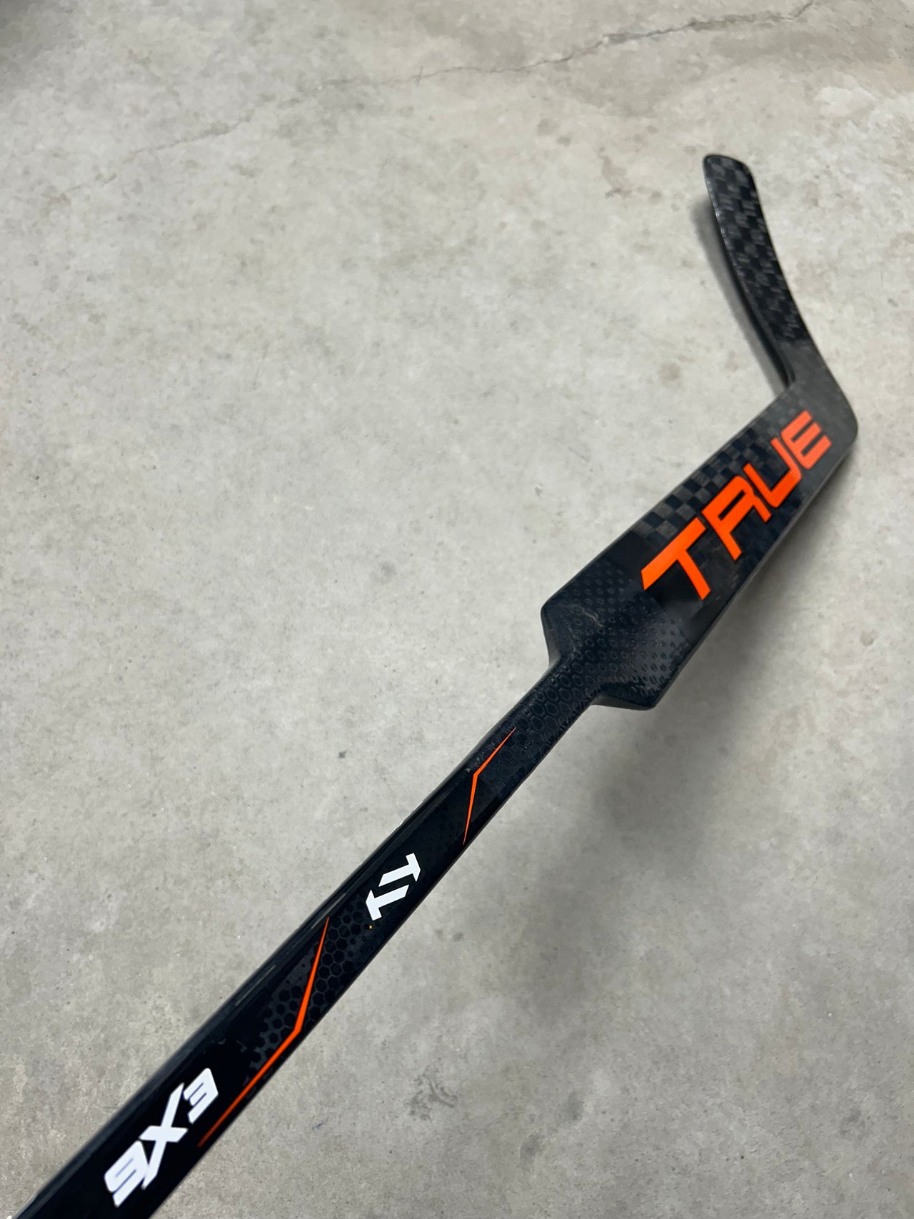 Left Hand 25” True 9X3 Catalyst Pro Stock Goalie Stick Black/Orange