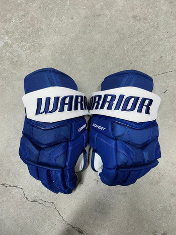 14” Warrior Covert Pro QRE Hockey Gloves (New) Toronto Maple Leafs NHL Pro Stock