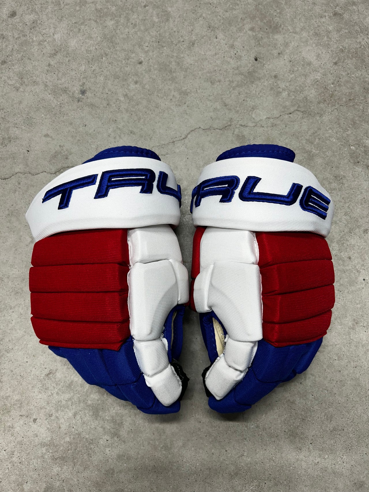 13.5” True 4 Roll Pro New York Rangers Winter Classic Pro Stock Hockey Gloves (New)