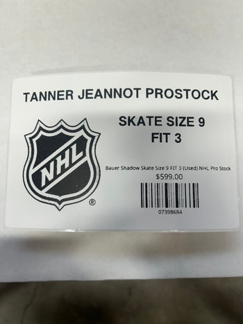 Bauer Shadow Skate Size 9 FIT 3 (Used) NHL Pro Stock