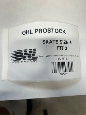 Bauer Hyperlite2 Skate Size 6 FIT 3 (Used) OHL Pro Stock