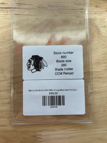 280mm CCM BLACK STEP STEEL Chicago Blackhawks Pro Stock Blade/Runner (Used)