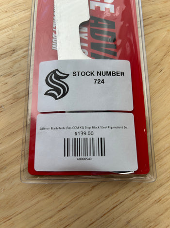 280mm BladeTech (Fits CCM XS) Step Black Steel Equivalent Seattle Kraken Pro Stock