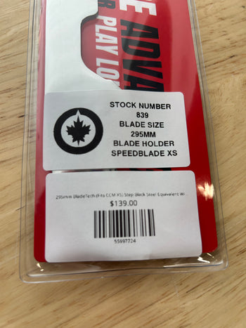295mm BladeTech (Fits CCM XS) Step Black Steel Equivalent Winnipeg Jets Pro Stock