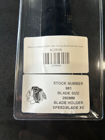 280mm CCM BLACK STEP STEEL Chicago Blackhawks Pro Stock Blade/Runner (New)