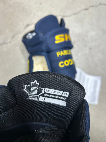 13” Sherwood Code 3 Pro Stock Hockey Gloves William Nylander Team Sweden