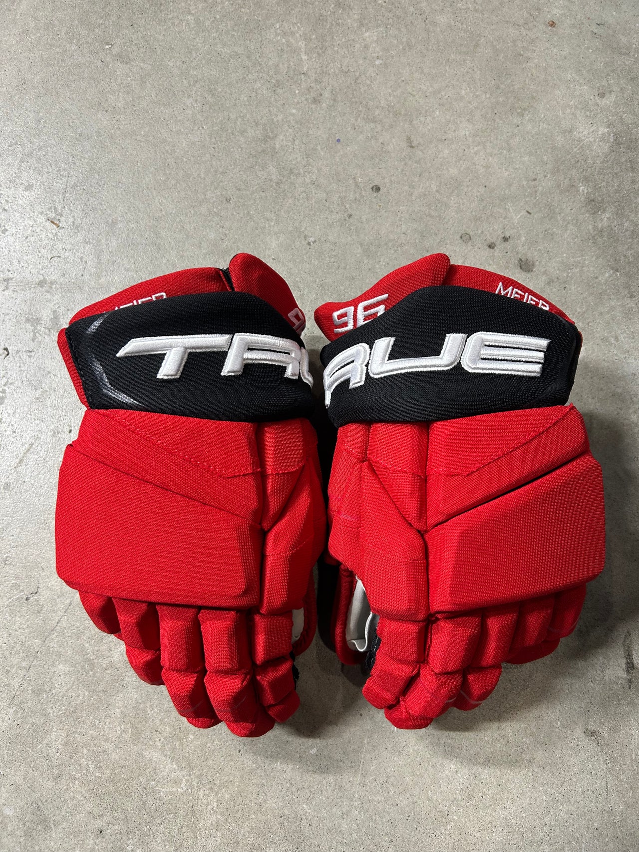 14” True Catalyst 9X Pro Stock Hockey Gloves New Jersey Devils (New)
