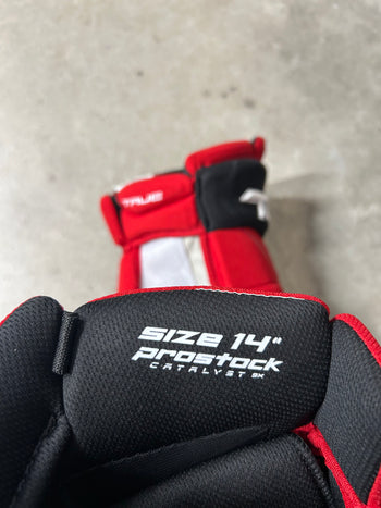 14” True Catalyst 9X Pro Stock Hockey Gloves New Jersey Devils (New)
