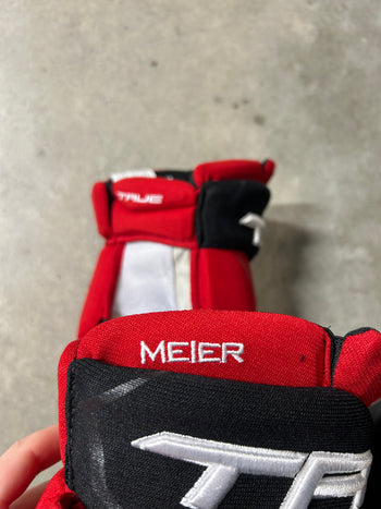 14” True Catalyst 9X Pro Stock Hockey Gloves New Jersey Devils (New)