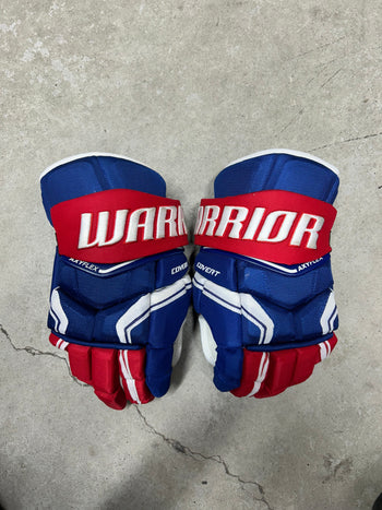 15” Warrior Covert Pro QRE Hockey Gloves (New) Montreal Canadiens NHL Pro Stock